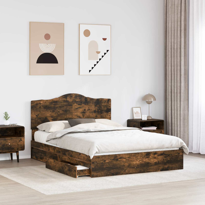 Bed, European Kingsize (160 x 200 cm), Smoked Oak