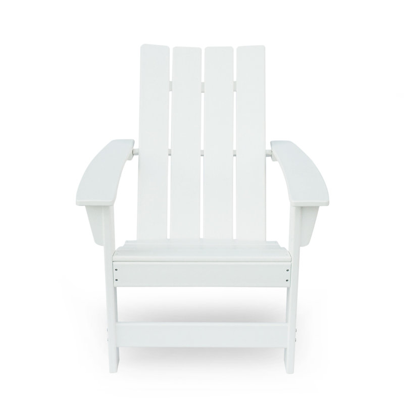 Chaise Adirondack d'extérieur Elisa, résine blanche, dossier à lattes et siège, Blanc