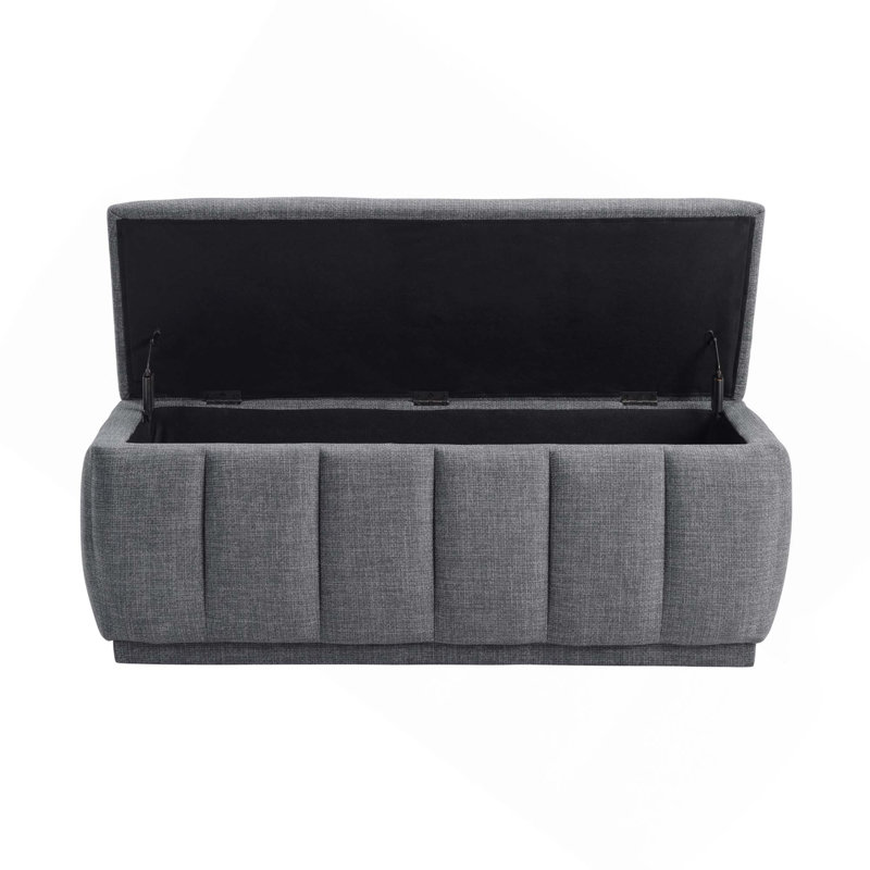 Banc de rangement rembourré en tissu avec structure en contreplaqué moderne avec siège rembourré en mousse sans assemblage requis