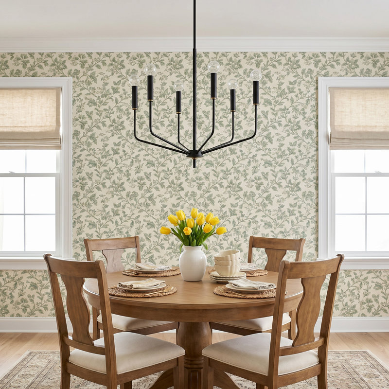 Diane 6-Light Chandelier, Aged Brass/Soft Black