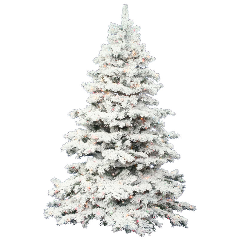 Alandis Vickerman Flocked Alaskan Artificial Christmas Tree, White Lights, 6.5" H