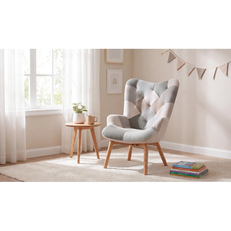 Cayden Upholstered Accent Chair, Blue/Grey/White