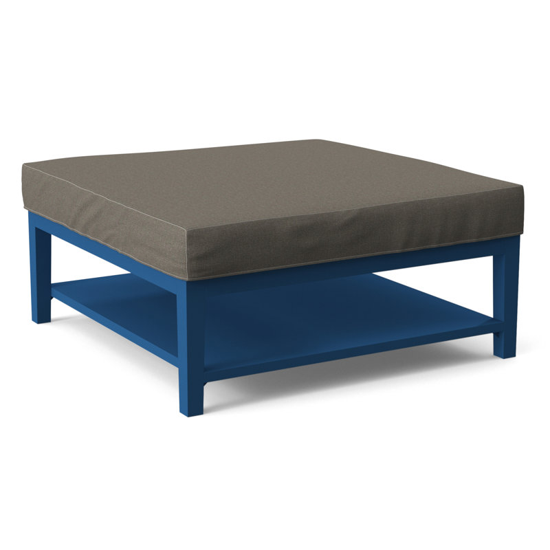 Hammond Square Ottoman, Antique Black Finish, Gray Sugar Performance; 0863-84