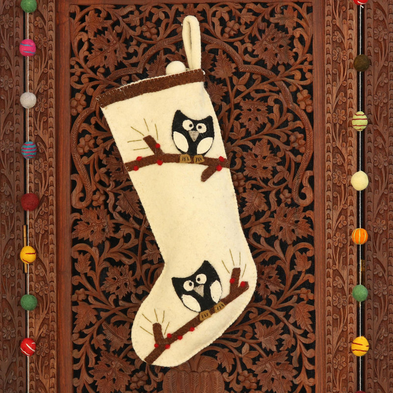 Chaussette de noël avec motif hibou