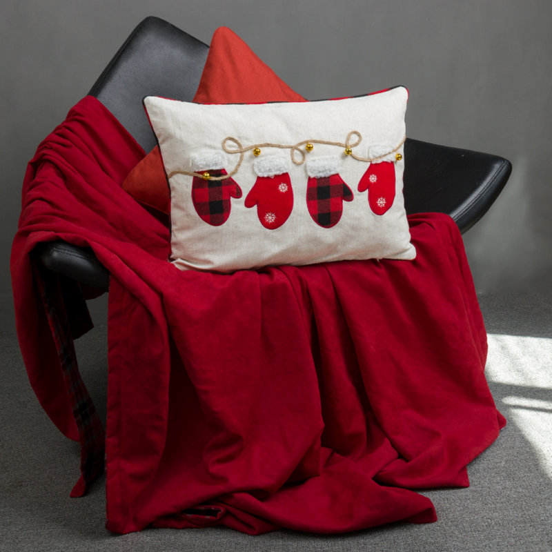Housse de coussin décoratif, Rouge, H 14 po x l 20 po