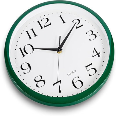 Bernhard Products Hunter Green Wall Clock Silent Non Ticking - Quality Quartz Battery Operated Round Easy To Read Home/Kitchen/Office/Classroom/School Clock