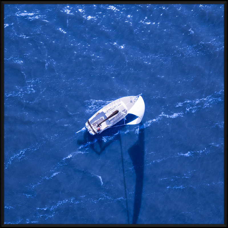 Centered Sailboat In The Deep Blue Giclee Print by Soicher Marin Archives, Black