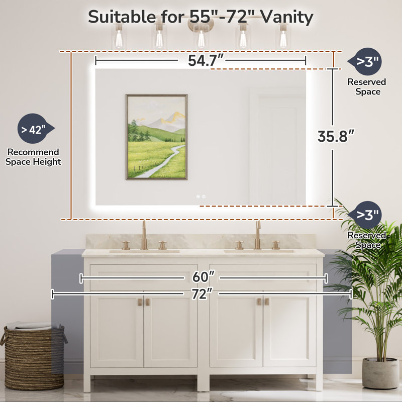 Armadale Backlit LED Bathroom Mirror, 36" x 55"
