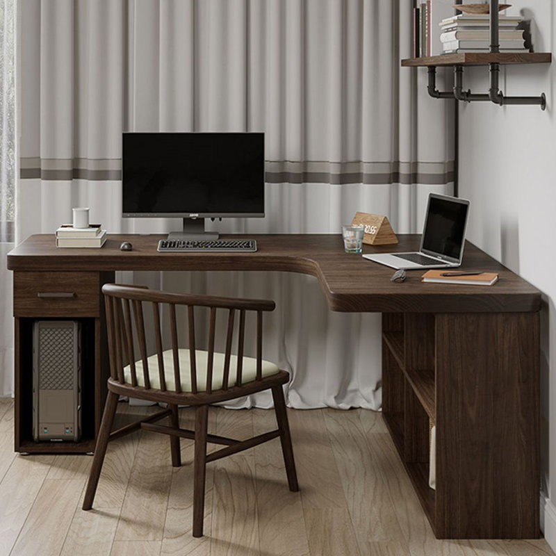 Bureau de direction en L en bois massif avec tiroirs, 29.53" H x 78.74" W x 47.24" D, Retour à droite