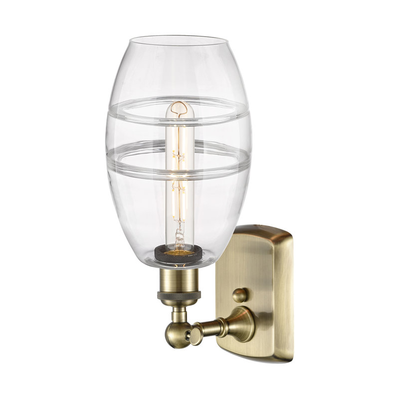 Applique murale en acier Bettylou, Laiton antique, H 9,13 po x l 5,88 po x P 7,06 po, Transparent