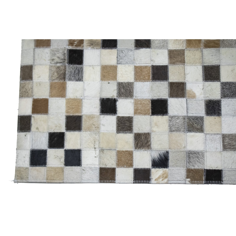 Tapis ivoire en cuir Buariki, Rectangle 5 pi x 8 pi