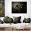 Coussin décoratif grande fleur mystique doré