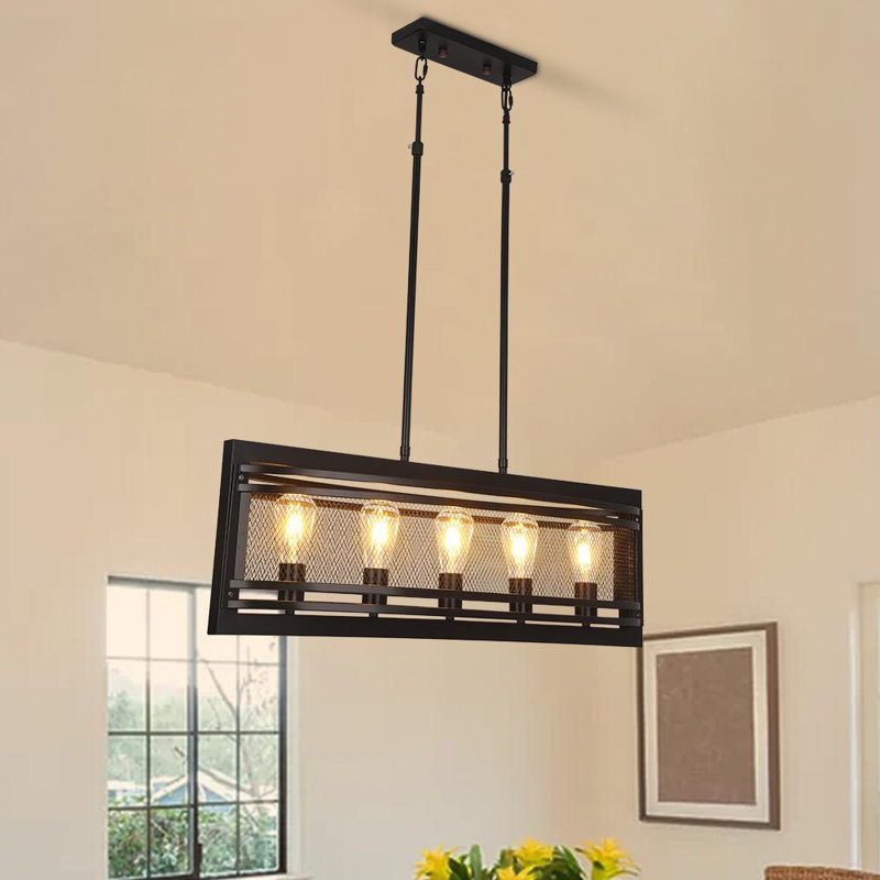 Lustre suspendu pour îlot de cuisine 5 lumières Tenneh