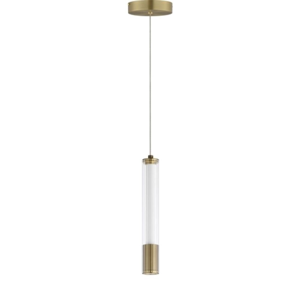 Celine Single Light Ribbed LED Pendant, Natural Aged Brass