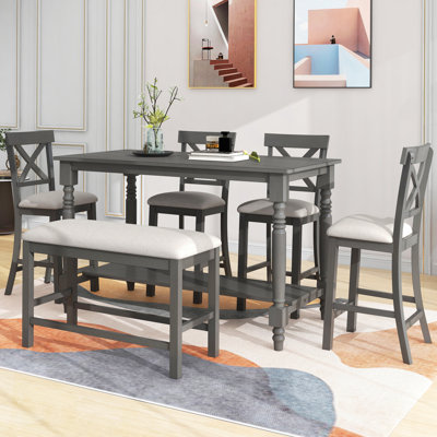 Ensemble de table de salle à manger 6 pièces à hauteur de comptoir pour salle à manger