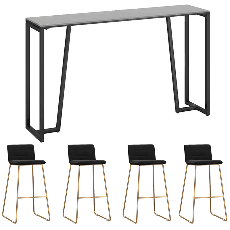 Tabourets et tables de luxe et luxueux, H 41,3 po x L 94,4 po x l 15,7 po, Gris / Noir, Noir