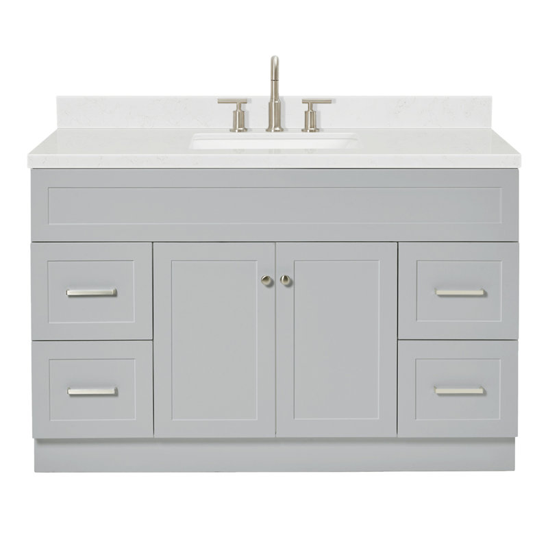 Hamlet 54.25'' Bathroom Vanity with Carrara Quartz Top, Gray