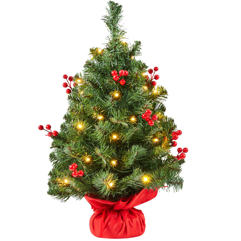 Lighted Artificial Fir Christmas Tree, 2' H