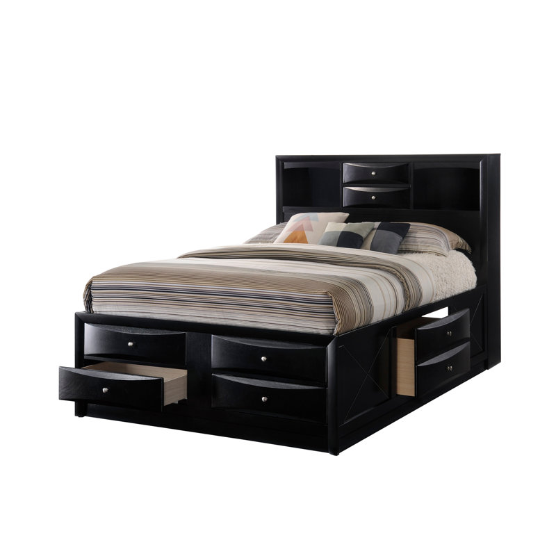 Mobilier de chambre à coucher 1Pc, Grand lit, Noir, noir, noir, noir