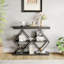 Console moderne à structure métallique en losange - Table d'appoint industrielle à 3 niveaux pour entrée ou salon - Étagères de rangement ouvertes - Bois d'ingénierie durable - Montage facile - Finition bois noir veiné