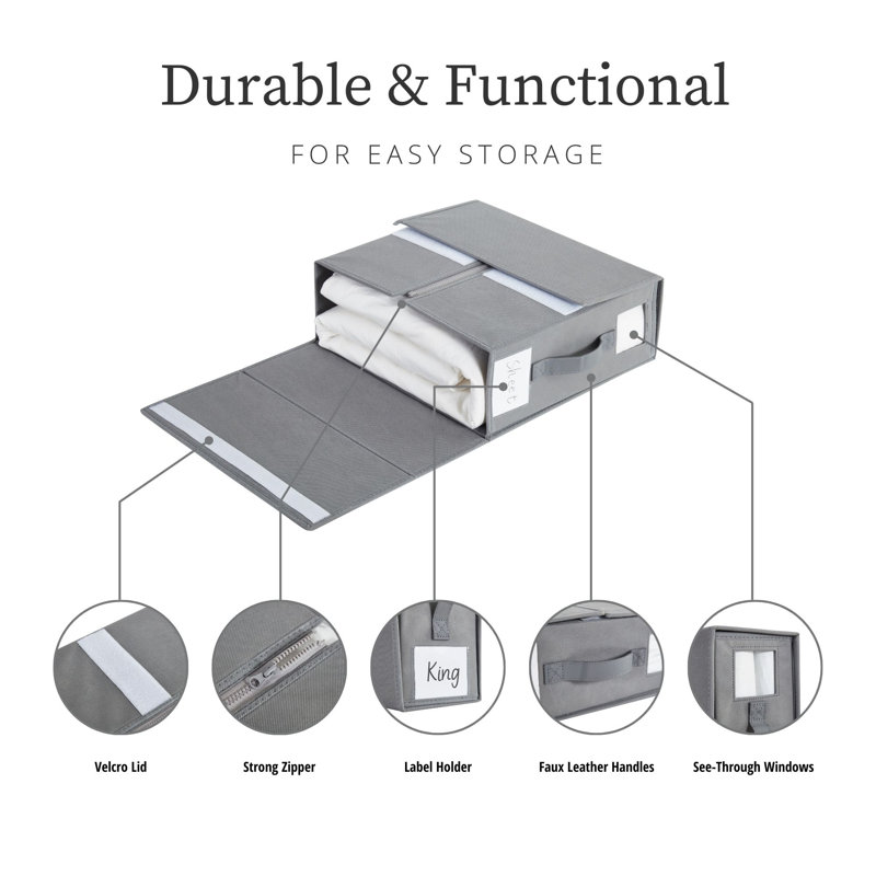 DECOMOMO Foldable Bed Sheet Organizers and Storage, Grey