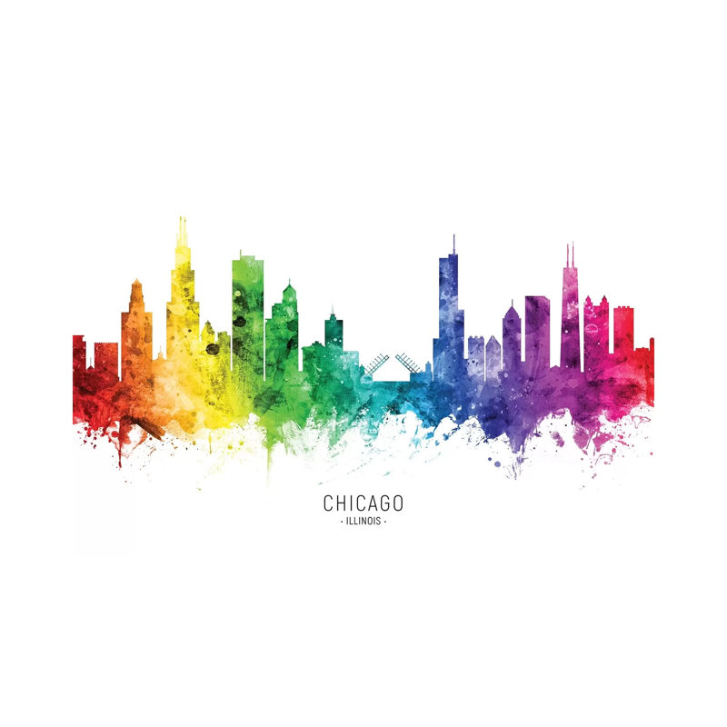 Chicago Illinois Skyline Rainbow by Michael Tompsett - Wrapped Canvas Print, 152.5 cm H x 101.5 cm W