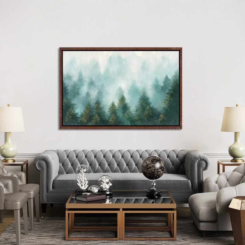 Misty Forest by Julia Purinton - Painting on Canvas, Classic Brown Wood Framed Canvas, 152.5 cm H x 101.5 cm W