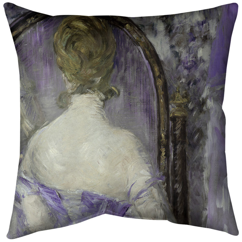 Housse de coussin Avant le miroir, 18 po x 18 po, Mauve, Sergé de coton