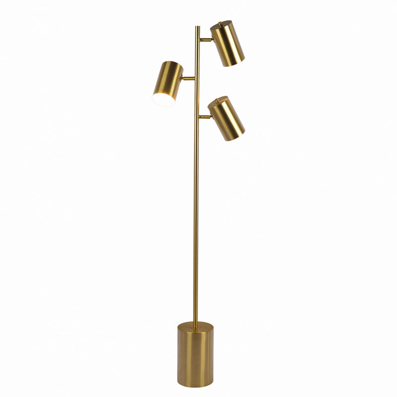 Lampe sur pied en laiton doré avec base rotative à trois points