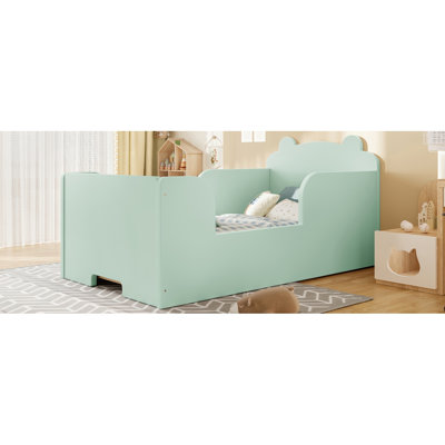 Structure de lit pour tout-petits, lit de camp pour garçons et filles de 3 à 6 ans, lit pour tout-petits en forme d'ours, vert