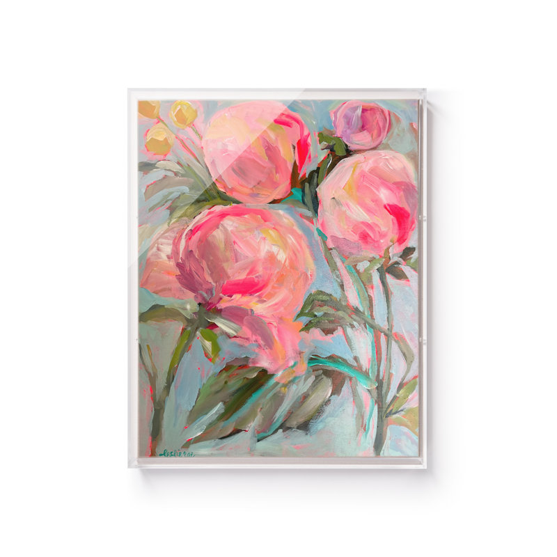 Pivoines dans le dos par Leslie Cannon, Boîte-cadre, H 16 po x l 20 po
