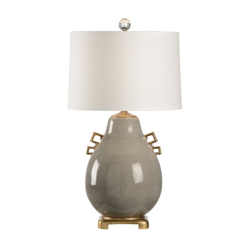 Ming 33.5" Table Lamp, Slate Gray Crackle Glaze