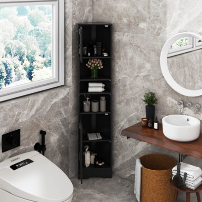 Grande armoire d'angle - Espace de rangement étroit avec portes et tablettes réglables