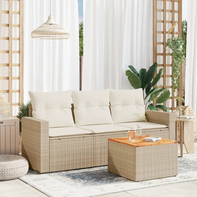 Ensemble de canapé de jardin en rotin PE beige Vidaxl