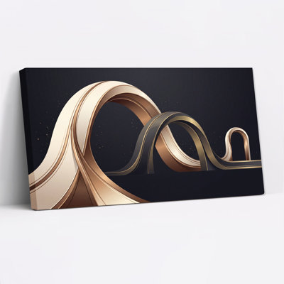 Abstract Metallic Ribbons in Gold and Bronze Canvas Wall Art