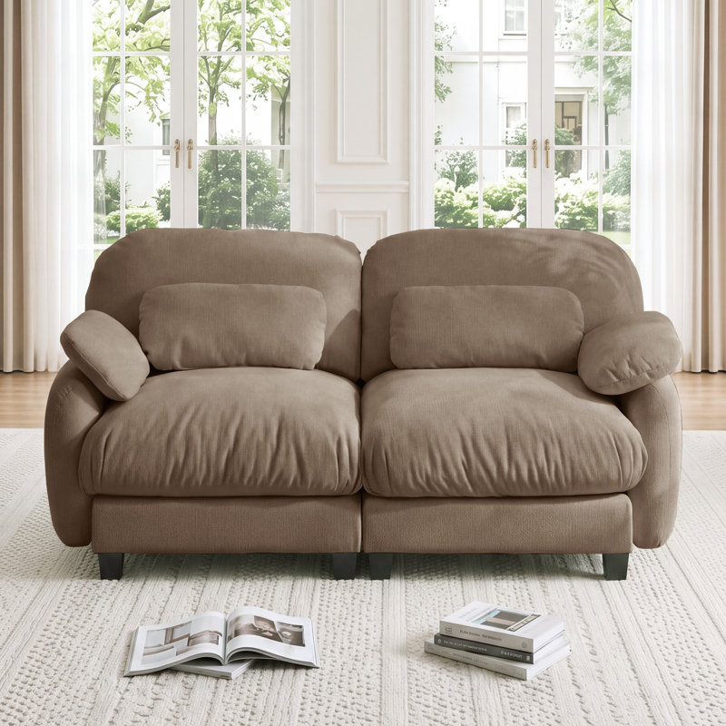 Canapé 2 places Cloud Feel, canapé modulable en tissu chenille doux avec assise profonde, combinaison libre pour un confort optimal dans un salon, appartement ou studio, brun