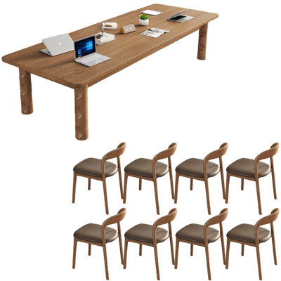 Modern simple rectangular solid wood table set
