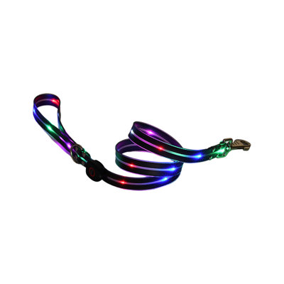 LED Illuminated USB Rechargeable Dog Leash, 47.24x0.98 inches, Orange
