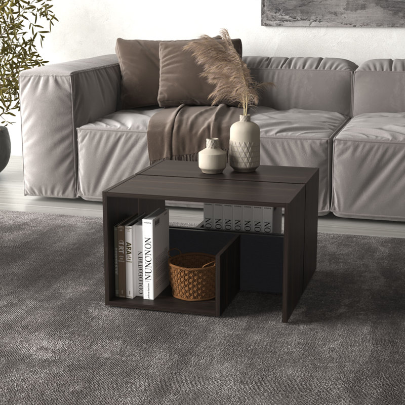 Table basse de 15,7 po Everet - Chêne foncé - Noir