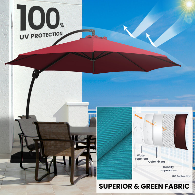 Parasol en porte-à-faux 144 po Beesan, Rouge