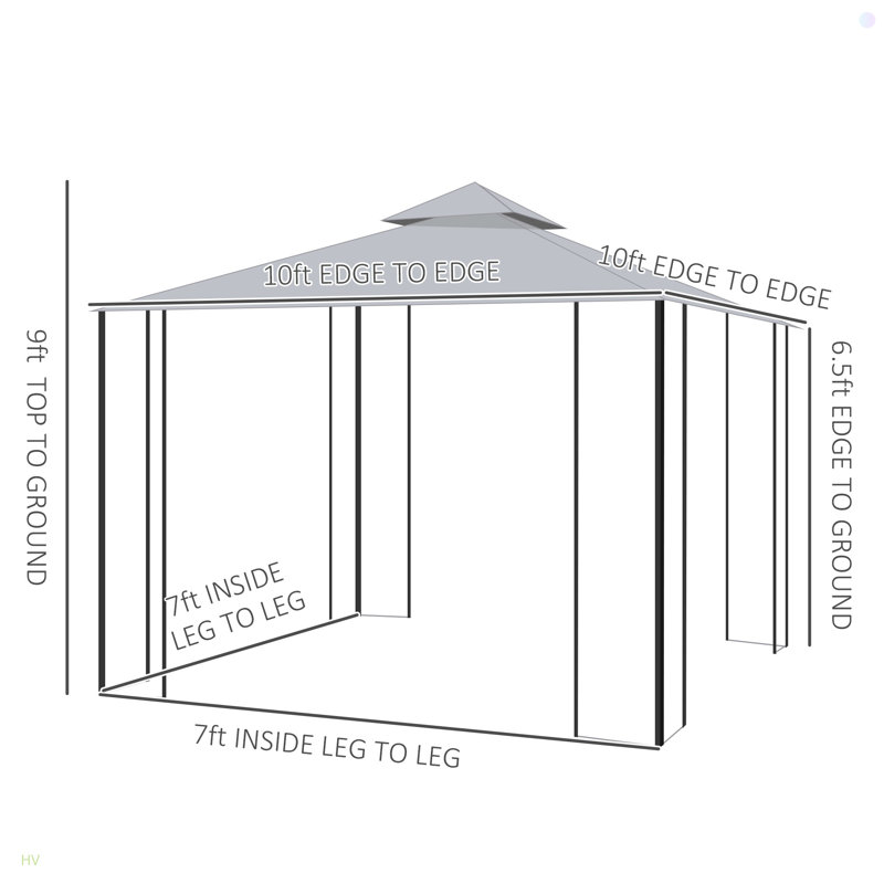 Pavillon de jardin pour patio avec tablettes d'angle, abri de jardin à double toit avec filet, pour patio, mariage, restauration et événements
