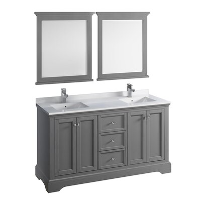 Red Barrel StudioÂ® Windsor 60"" Free Standing Double Sink Bathroom Vanity Set with Mirror -  Fresca, FVN2460GRV