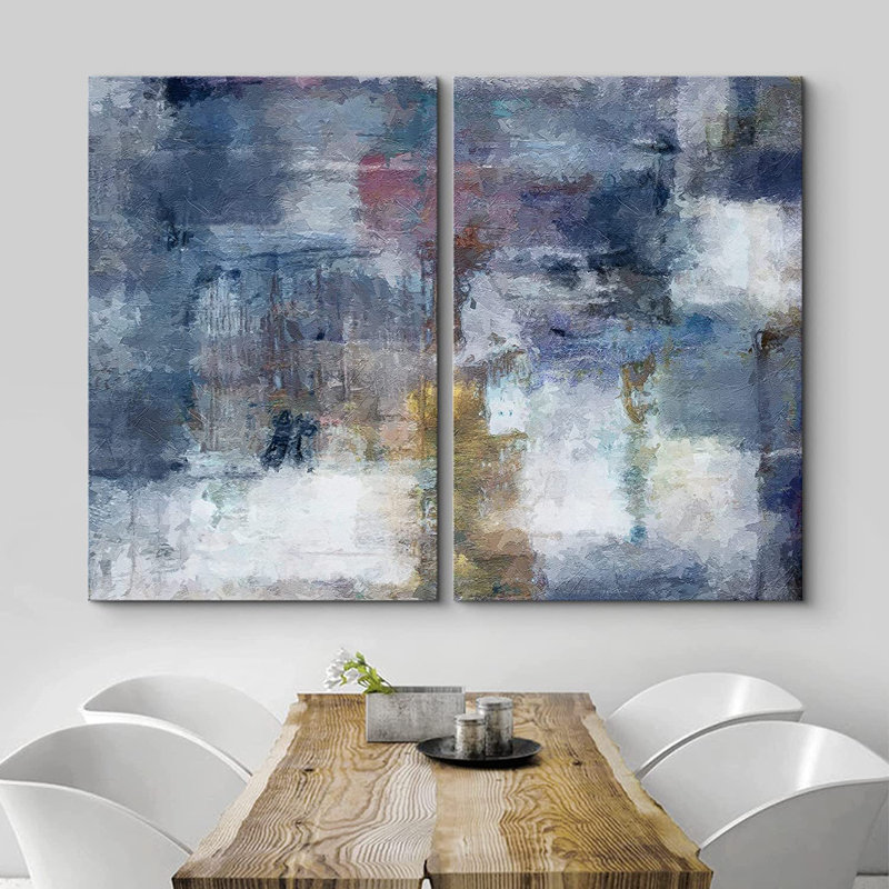«Abstract Paint Effect», impression sur toile abstraite bleu marine, Toile tendue, H 16 po x l 24 po x P 2 po