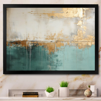 Minimalisme doré et horizon bleu sarcelle - impressions sur toile glamour moderne