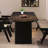 Retro semi-oval solid wood dining table-1110272495