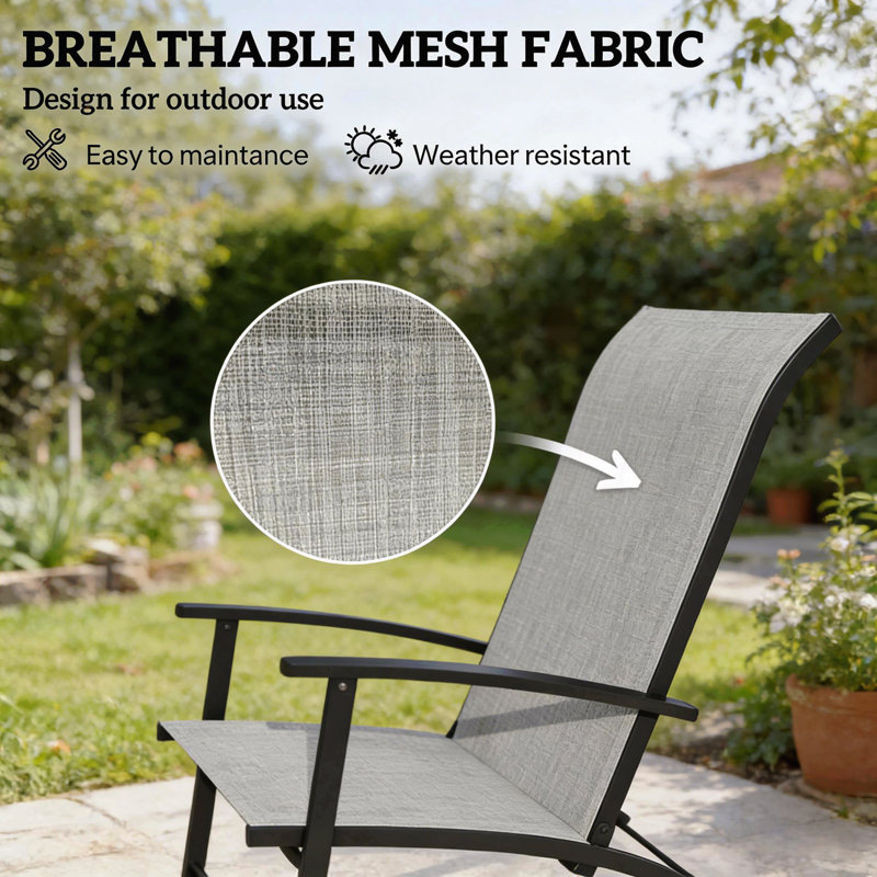 Ensemble de 2 chaises d'extérieur pliantes, Gris