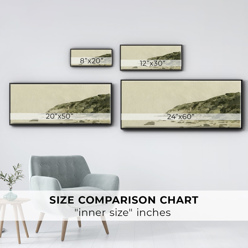Distant Shore II- Framed Canvas, 24" H x 60" W