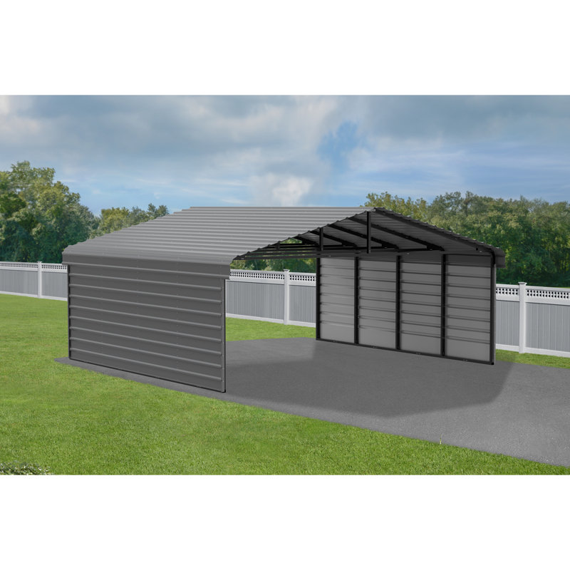 20' x 20' Charcoal Steel Carport Kit with Enclosure