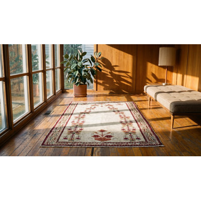 Tapis ivoire turc antique Ghiordes