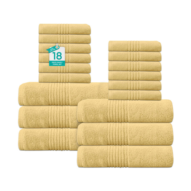 Ensemble de serviettes de bain 100% coton Phoebe 500 g / m² zéro absorbant Home Weavers, 16 po x 24 po (12), 27 po x 54 po (6) (6 serviettes de bain, 12 serviettes de bain), noir